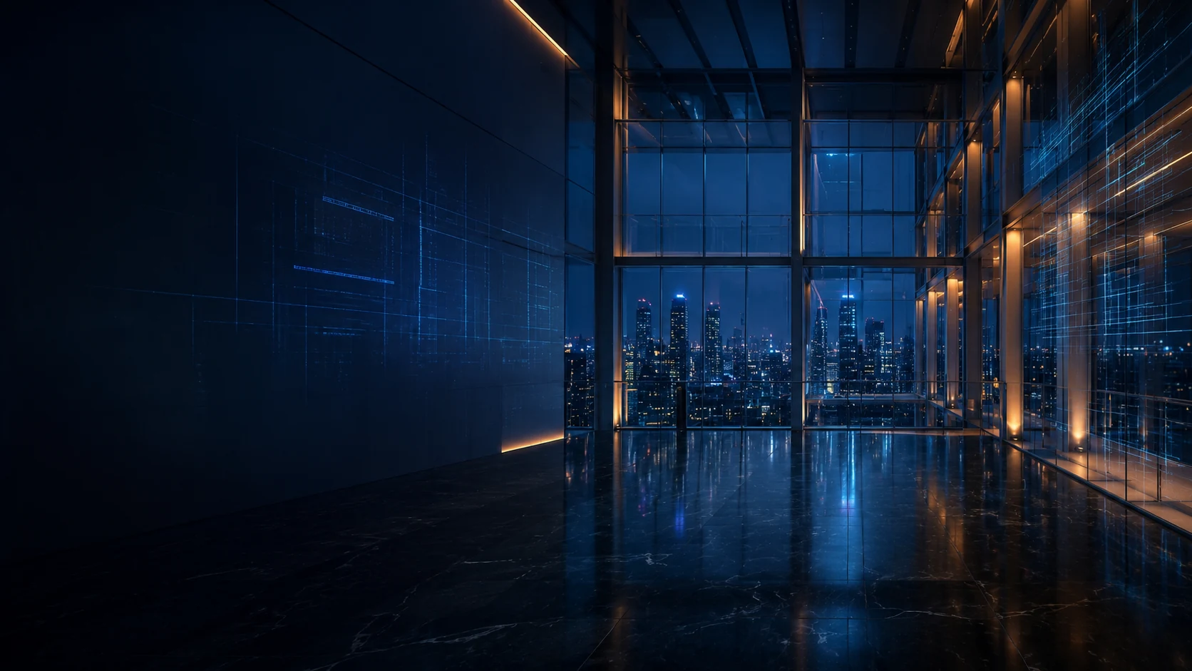 Architecture moderne de nuit, illustration