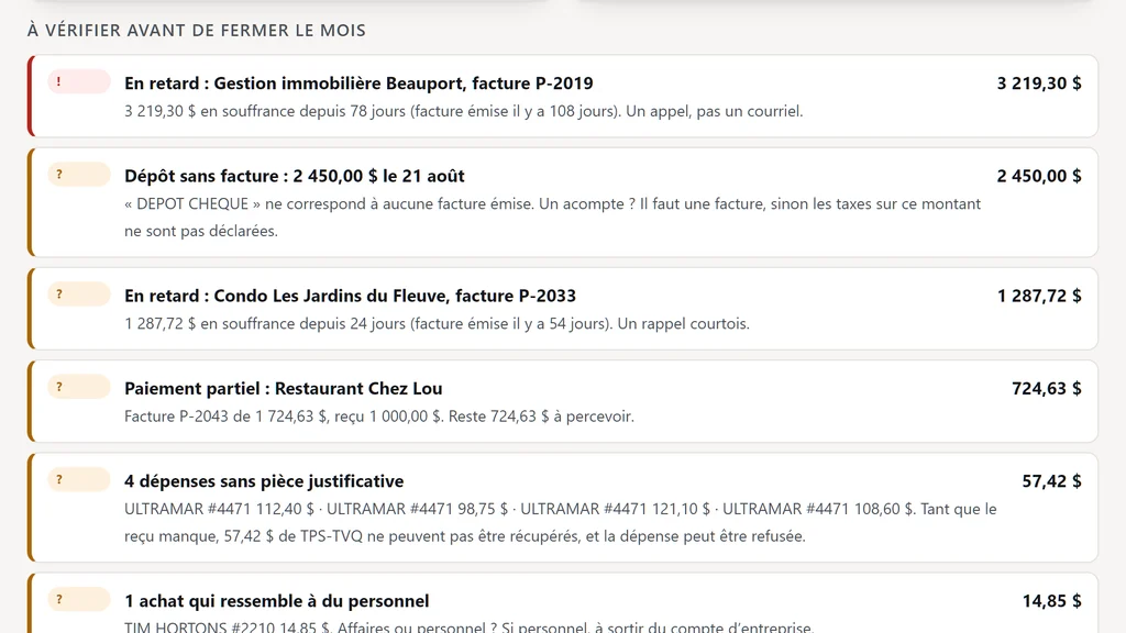 La fin de mois, en un clic système visuel